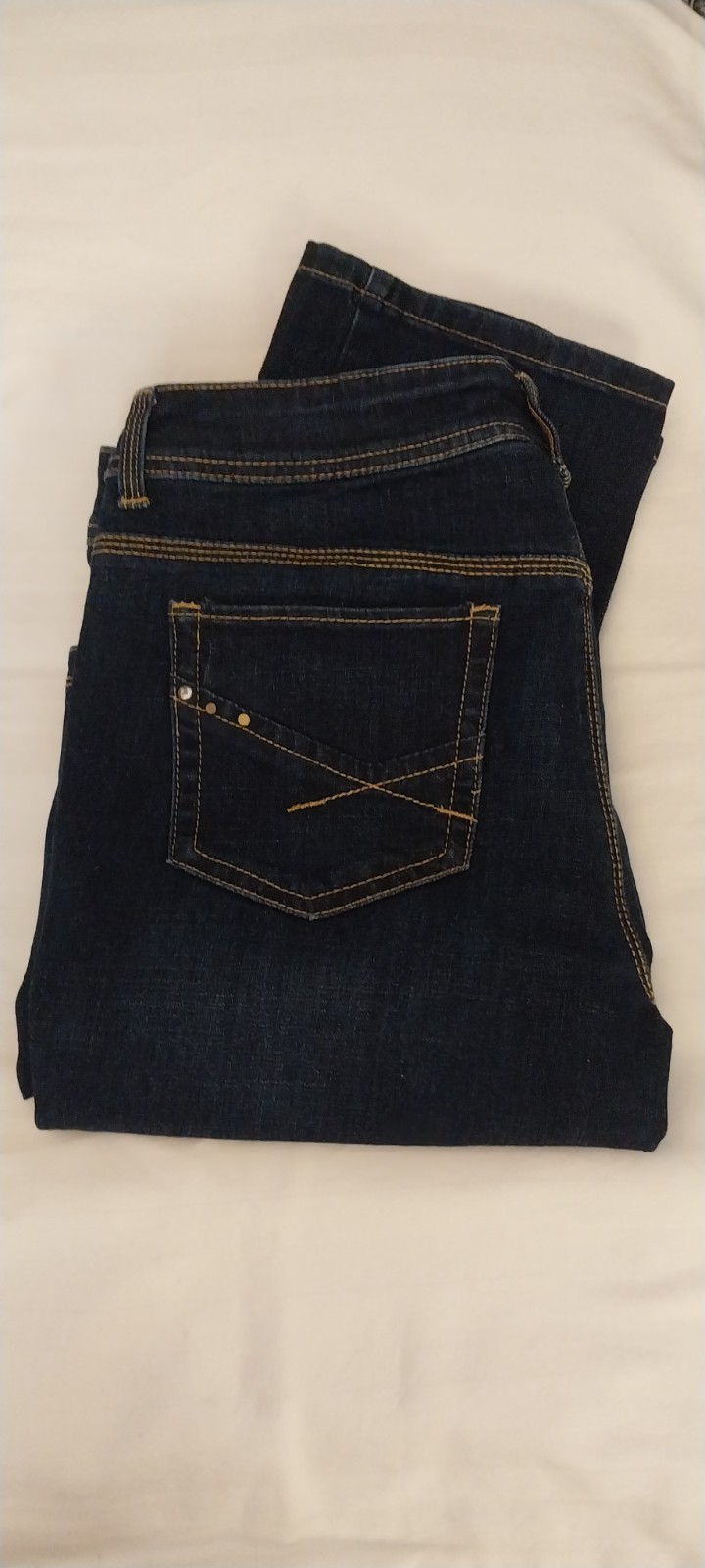 Chico\'s So Slimming Dark Blue Jeans Size 1 Short (MED/8-10 Petite) Sequins NWOT