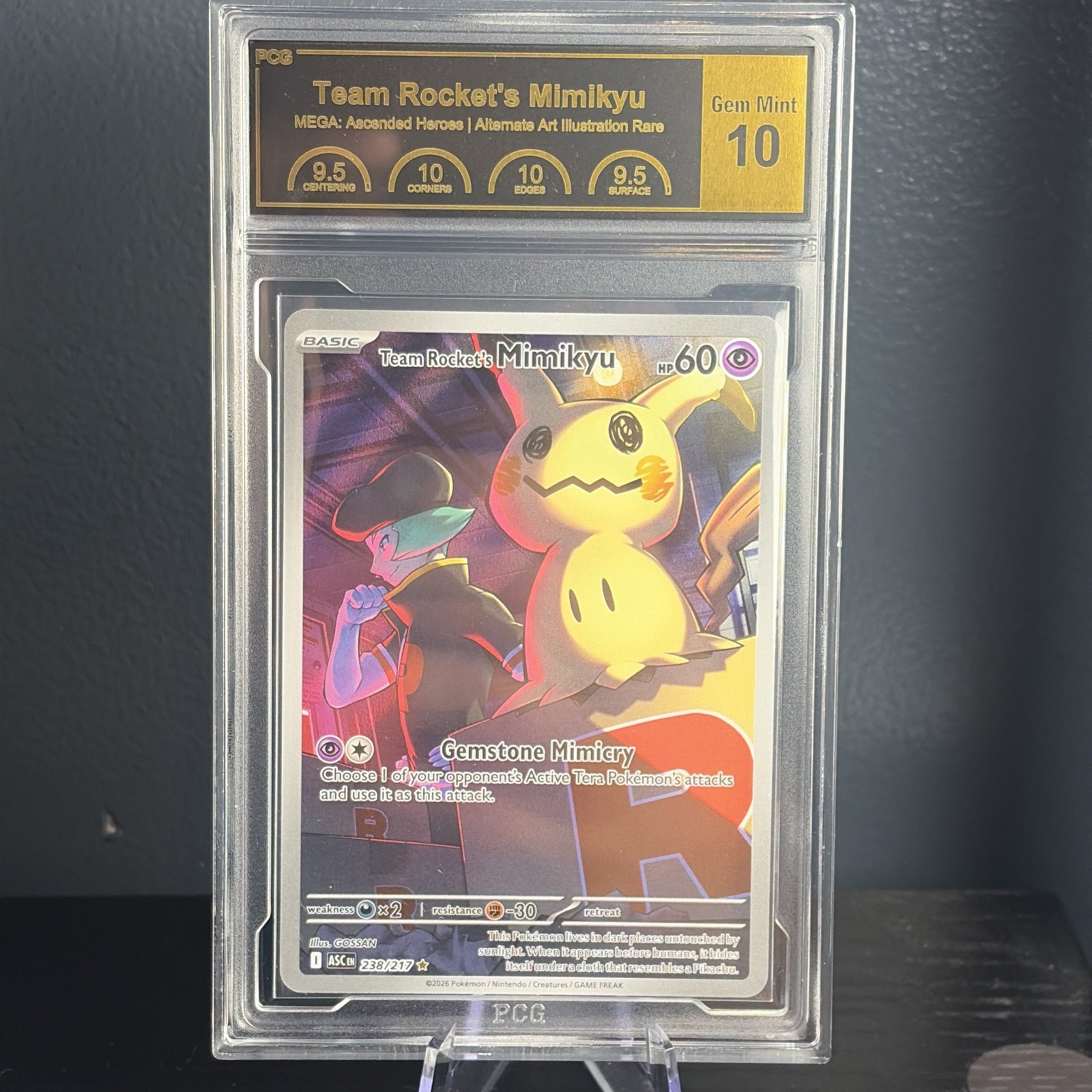 2026 POKEMON ASCENDED HEROES ILLUSTRATION RARE #238 TEAM ROCKET\'S MIMIKYU PCG 10