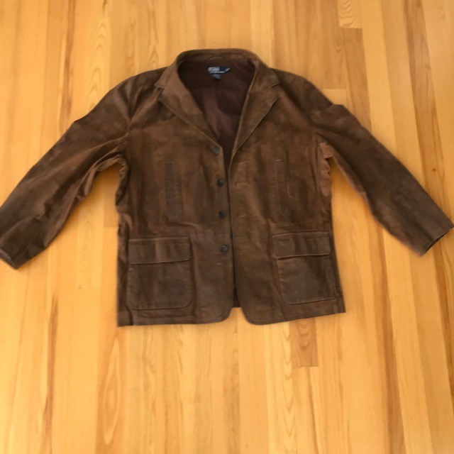 Brown Suede Polo Jacket Men\'s XXL, never worn, like new, excellent condition