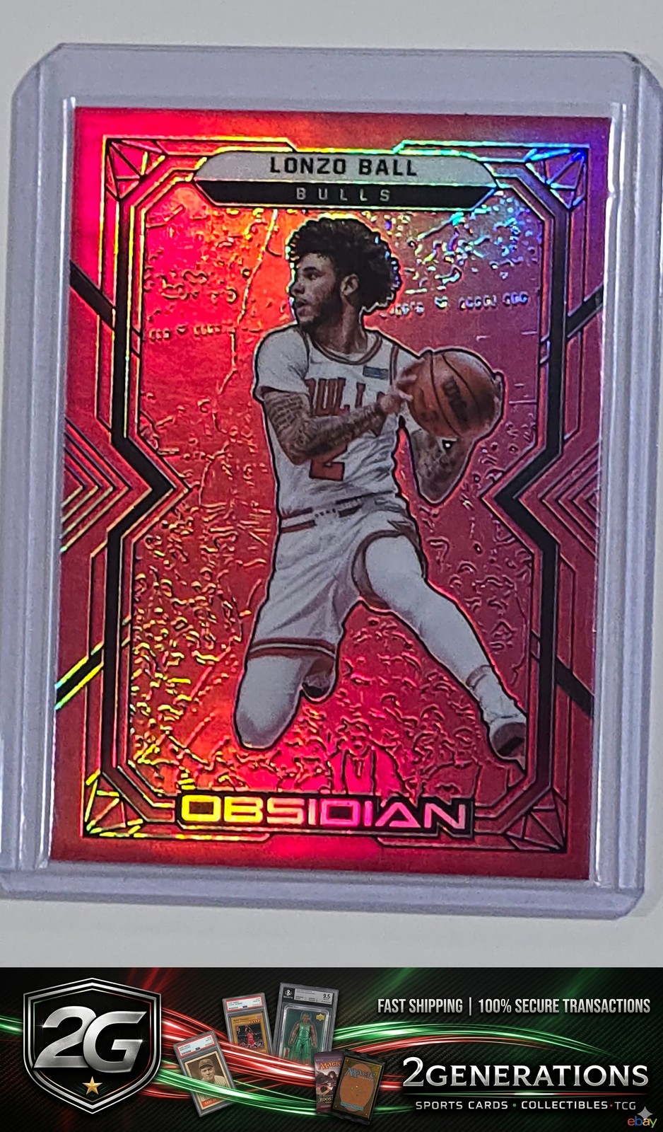 2021-22 Panini Obsidian #115 Lonzo Ball Electric Etch Red Flood
