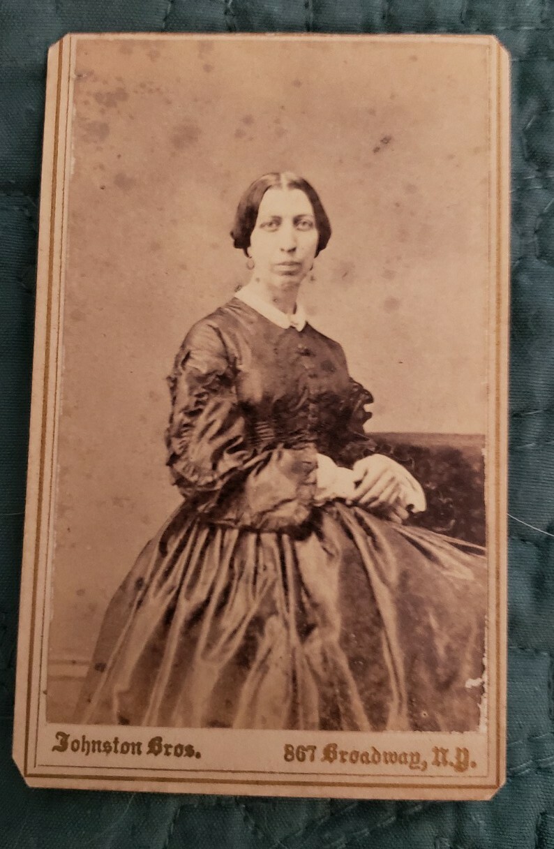 CDV of Older Civil War Era Lady  Lovely Sitting Pose. Very Serious Expression. 