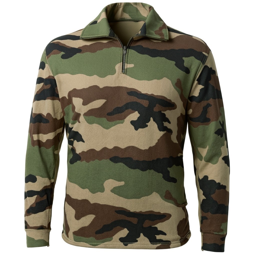 New French Army CCE Camouflage Polar Fleece Shirt Quarter Zip Foreign Legion