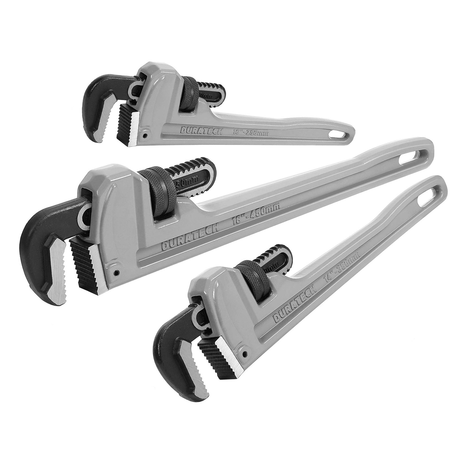 DURATECH 3pc Aluminum Straight Pipe Wrench Set 10 14 18 inch Plumbing Tool