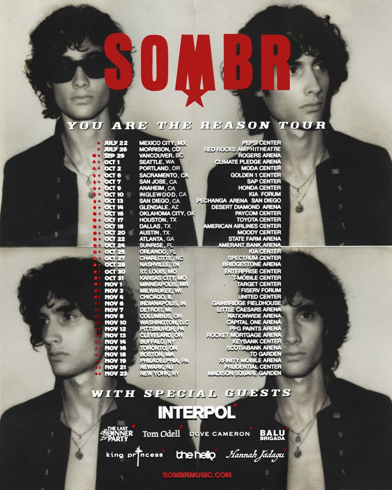 Sombr - YOU ARE THE REASON TOUR 2026 Poster Sombr - YOU ARE THE REASON TOUR 2026 Poster