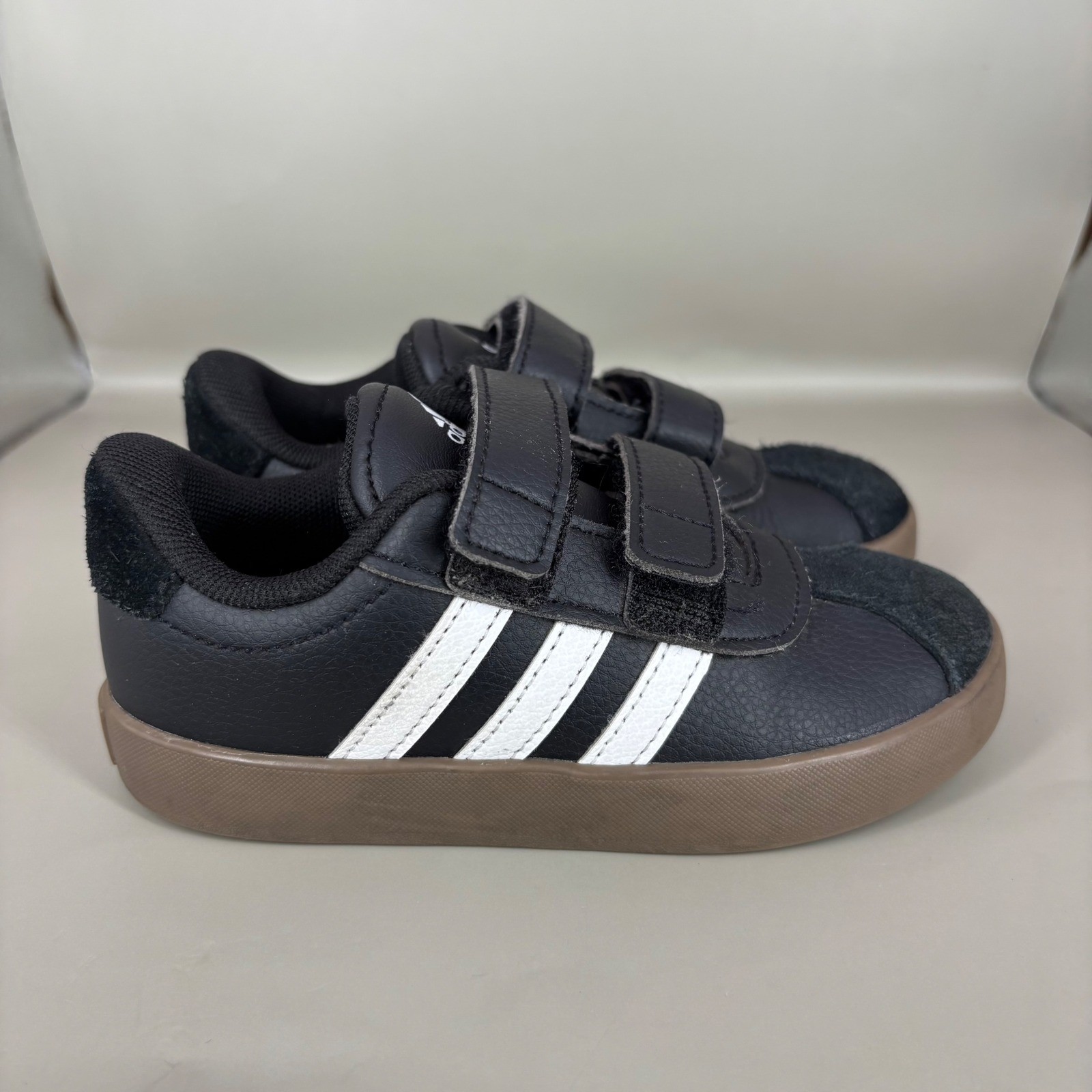 Adidas VL Court 3.0 Toddler Shoes Black White Gum ID9156 Size 9K