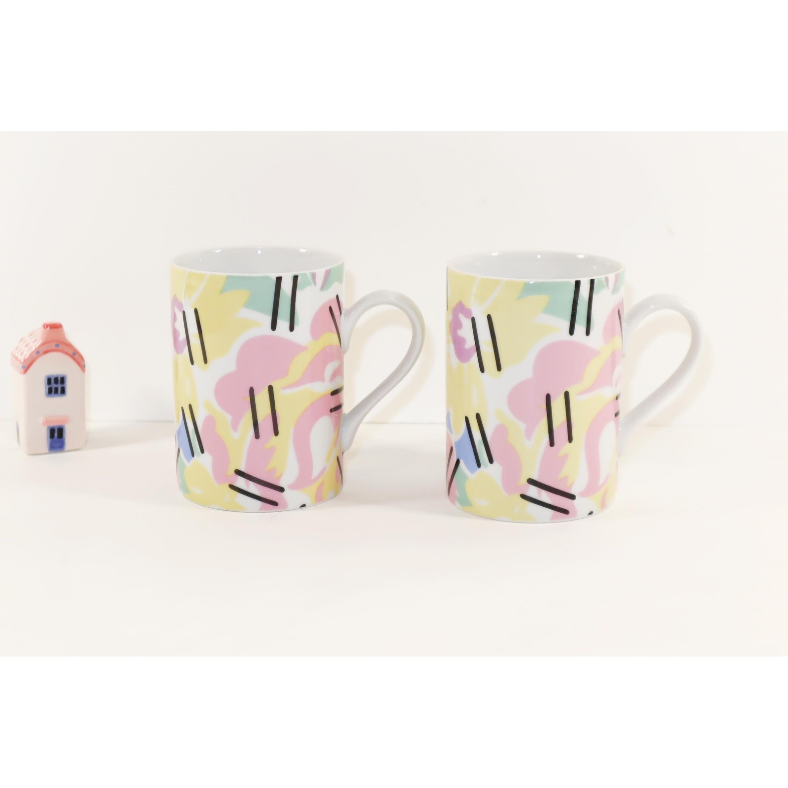 Grandmother Mugs by Swid Powell  Robert Venturi 1984 Vintage Pastel - Set of 2