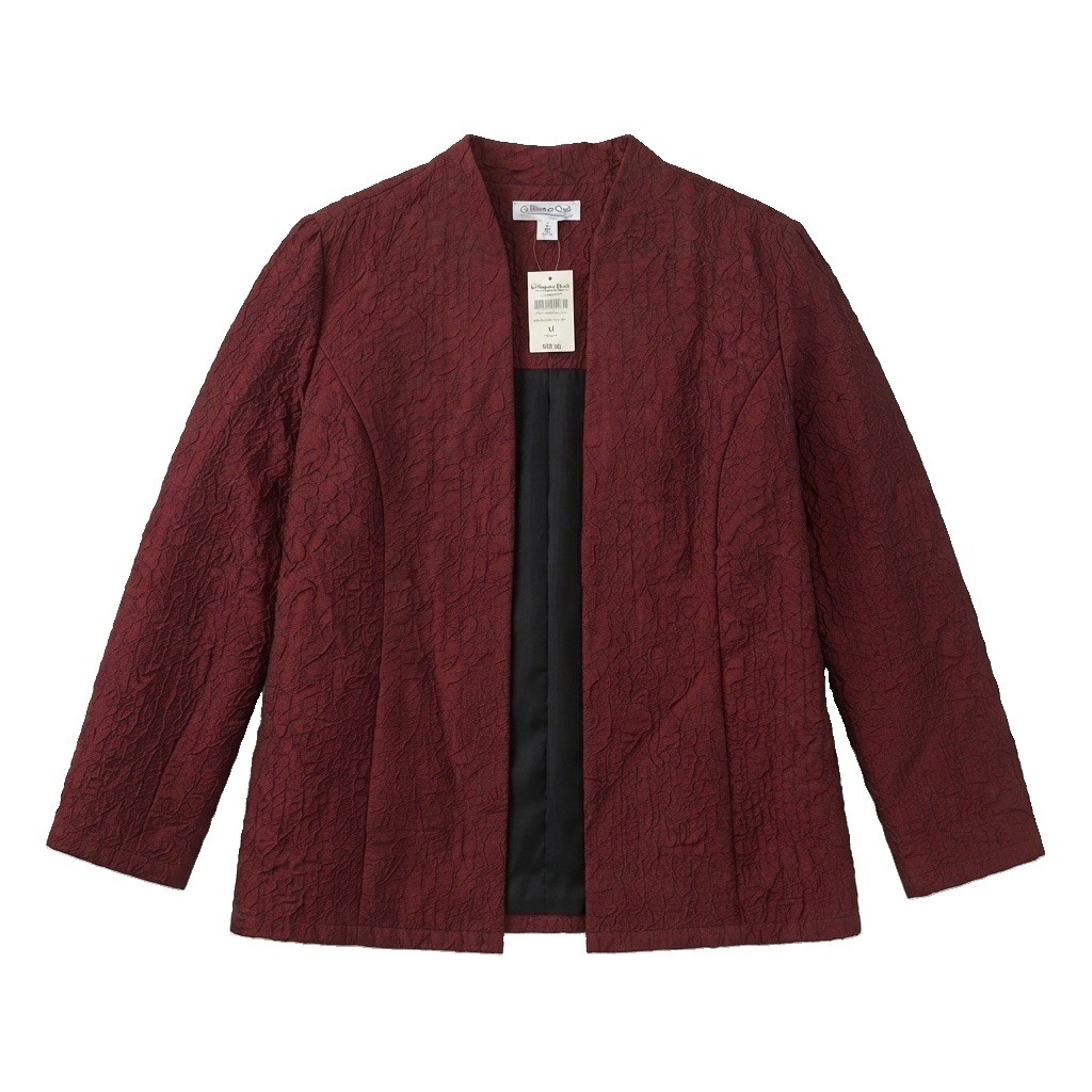 Coldwater Creek NWT Women’s Sz M Open Front Textured Crinkle Finish Red Jacket