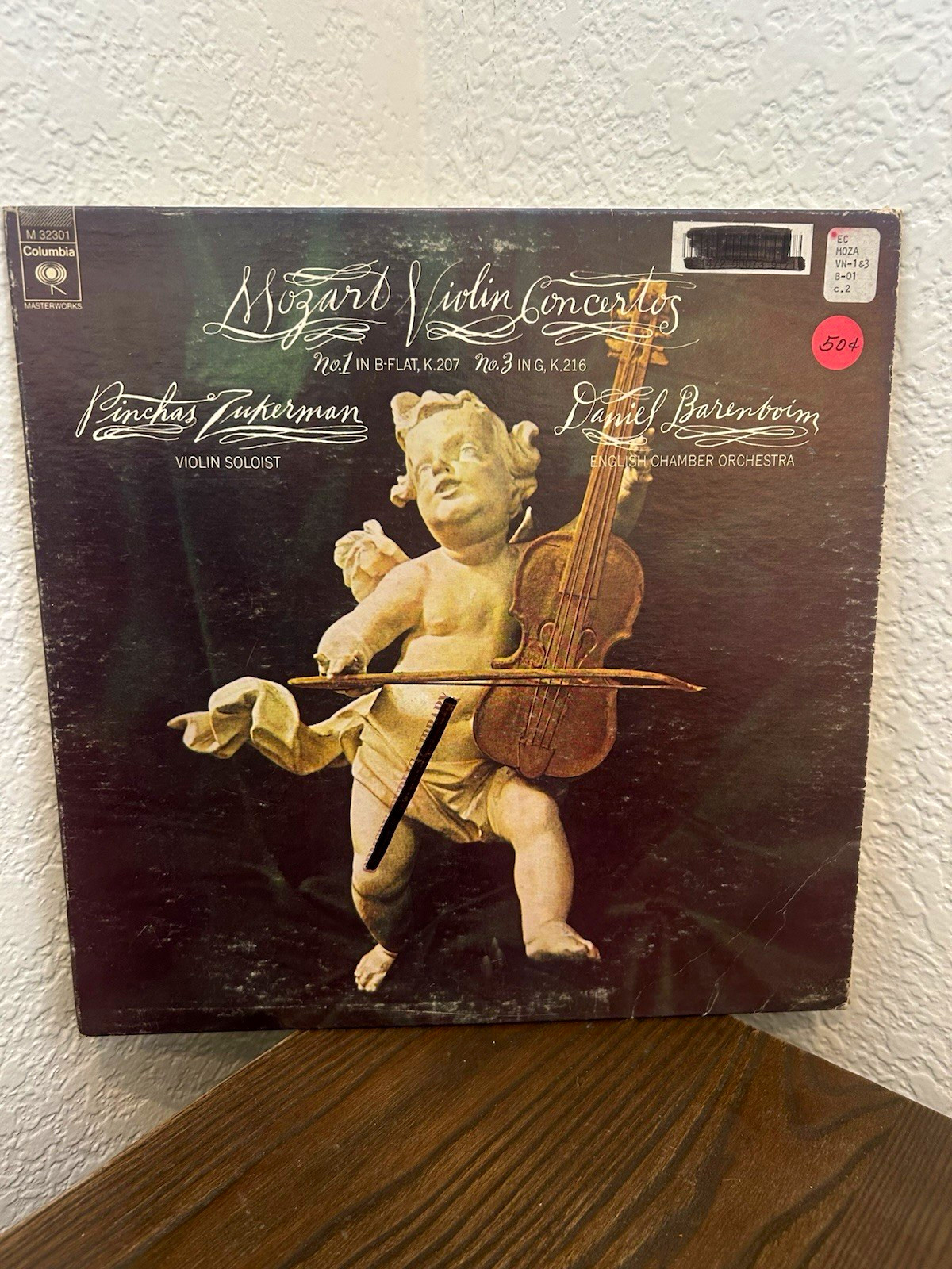Columbia Masterworks Mozart Violin Concertos Zukerman Barenboim Vinyl LP M32301 Columbia Masterworks Mozart Violin Concertos Zukerman Barenboim Vinyl LP M32301