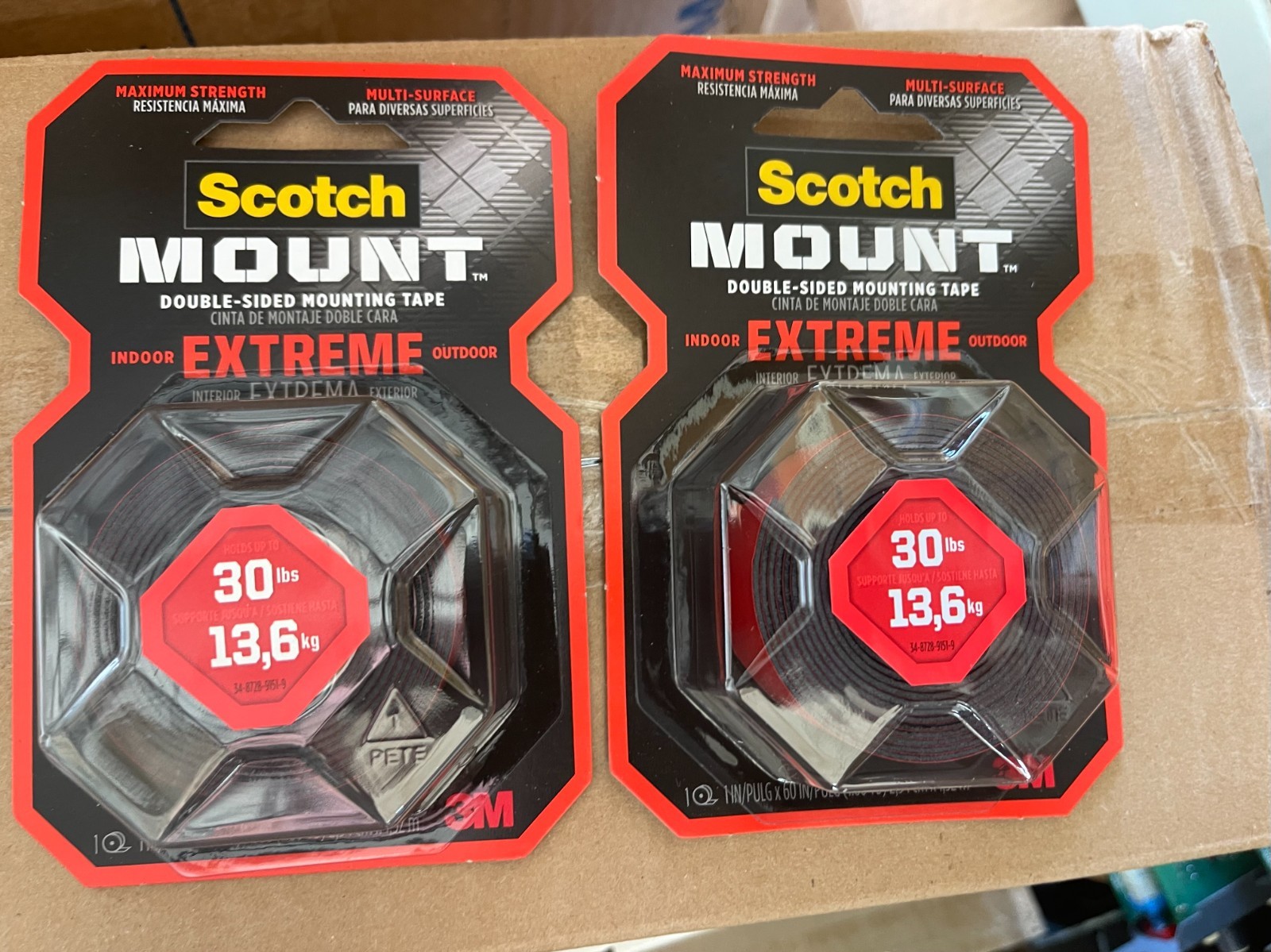 Lot Of 2 3M Scotch Mount Extreme Double Sided Indoor/Outdoor 30 Lbs. 414H