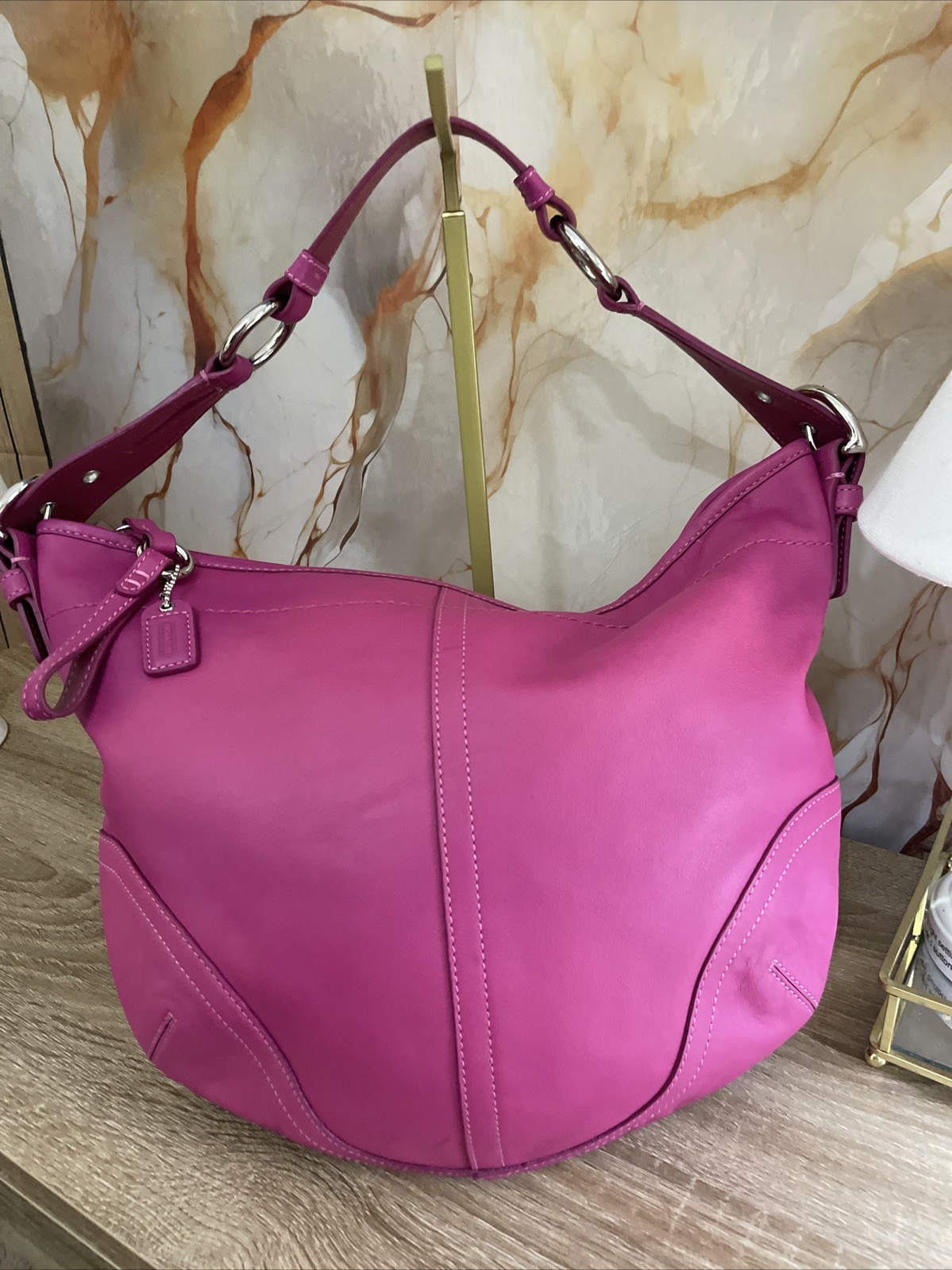 Vintage Y2K Pink Coach Top Zip Leather Hobo soho Shoulder Bag 3651 Vintage Y2K Pink Coach Top Zip Leather Hobo soho Shoulder Bag 3651