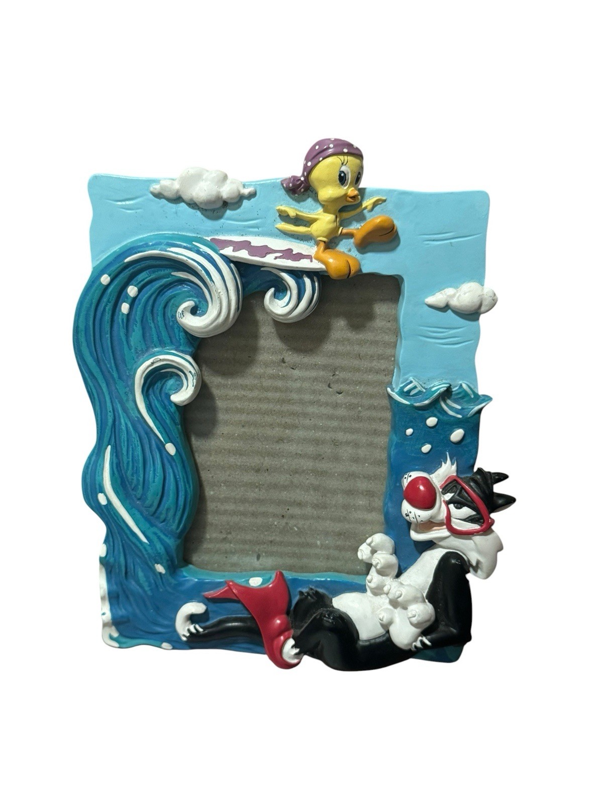 Vintage Warner Brother Looney Tunes 3D Sylvester Tweety Picture Frame 6” 3x5