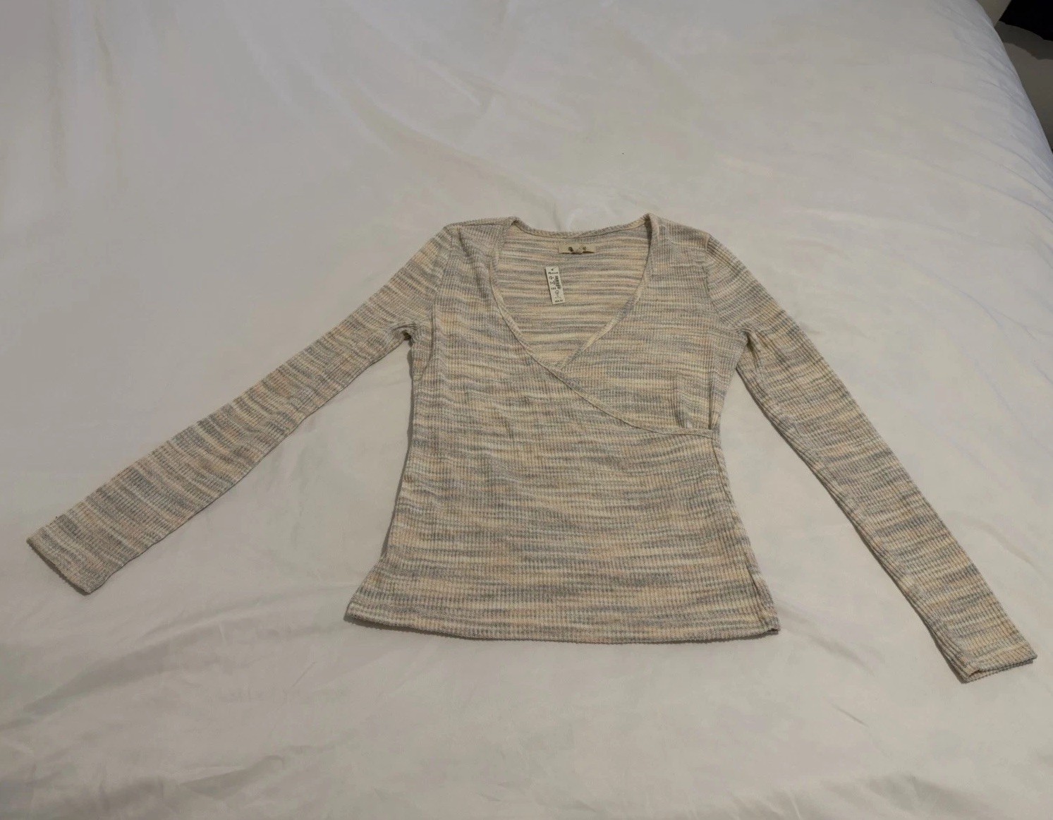 Women’s Madewell Space-Dye Faux-Wrap Long Sleeve Top NWT Size M