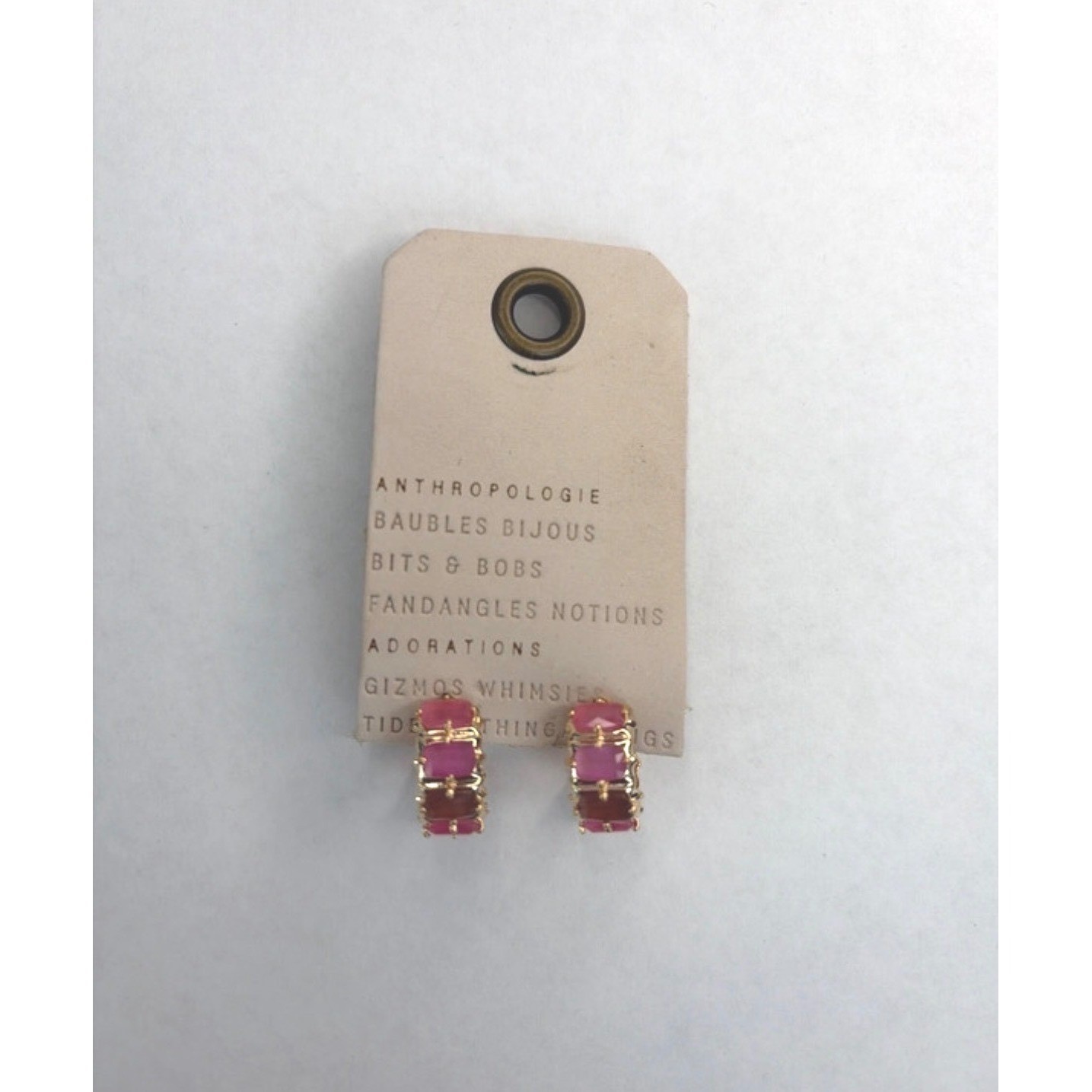Anthropologie 14K Gold Plated Pink Ombre Stone Huggie Hoop Earrings NWT Anthropologie 14K Gold Plated Pink Ombre Stone Huggie Hoop Earrings NWT