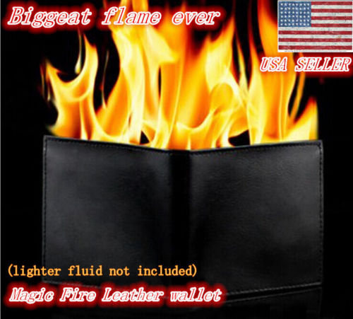 Magic Trick Fire Flaming Wallet Leather Street Show Close up Magic Pros-See Demo Magic Trick Fire Flaming Wallet Leather Street Show Close up Magic Pros-See Demo
