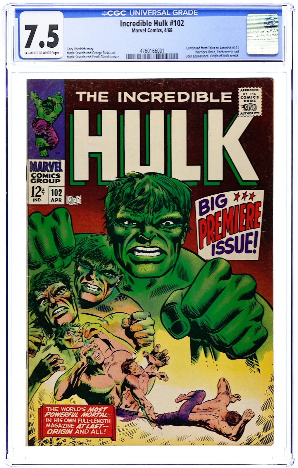 Incredible Hulk #102 CGC 7.5 1968 4760166001