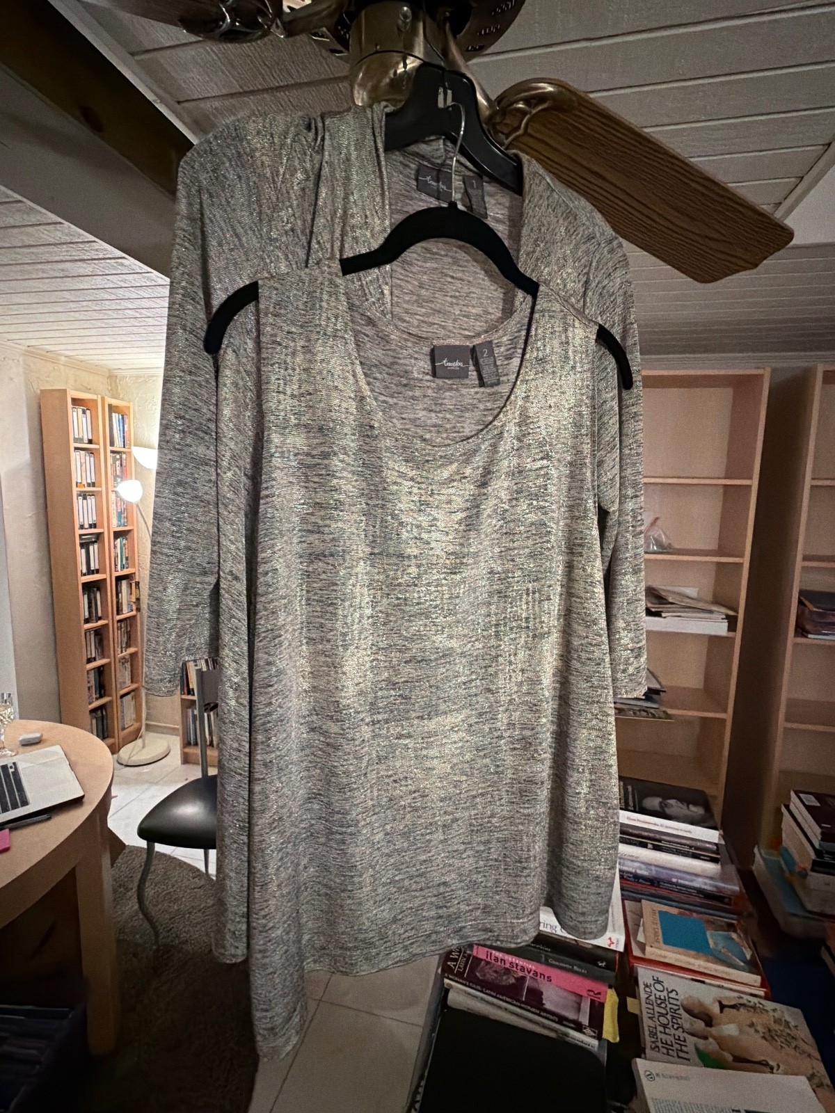 Travelers by Chicos Size 2 Gold Long Sleeve Open Cardigan and Tank Top [COPY]