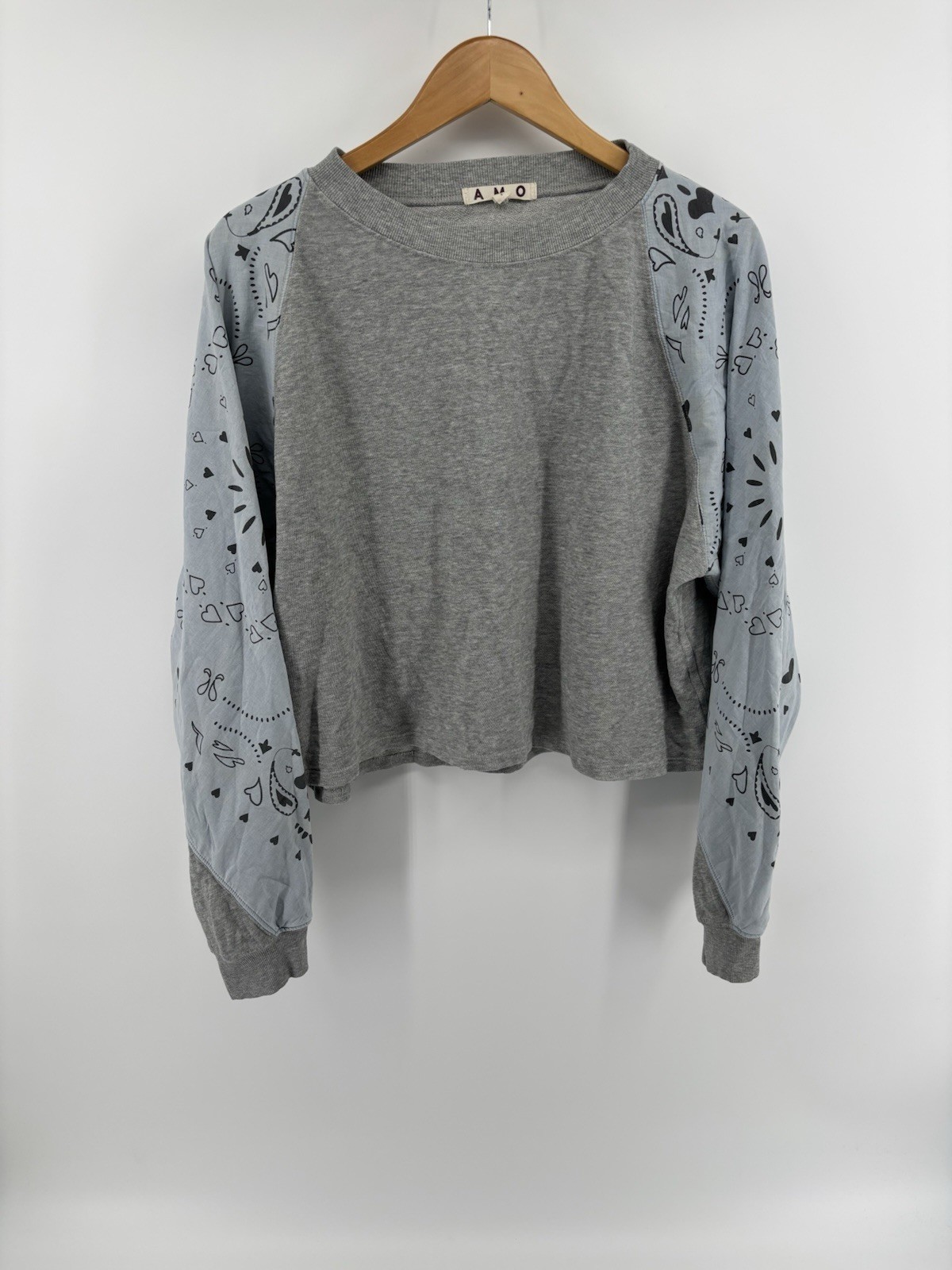 NWOT AMO Bandana Sleeve Crewneck Sweater Sz S Ltd Edition RARE Western Preppy