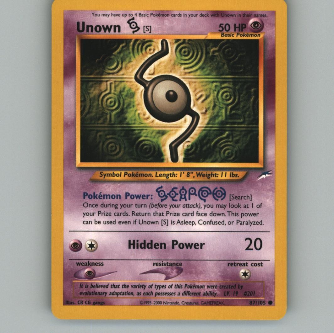 Unown [S] 87/105 Common Neo Destiny Pokemon Unlimited Lightly Played