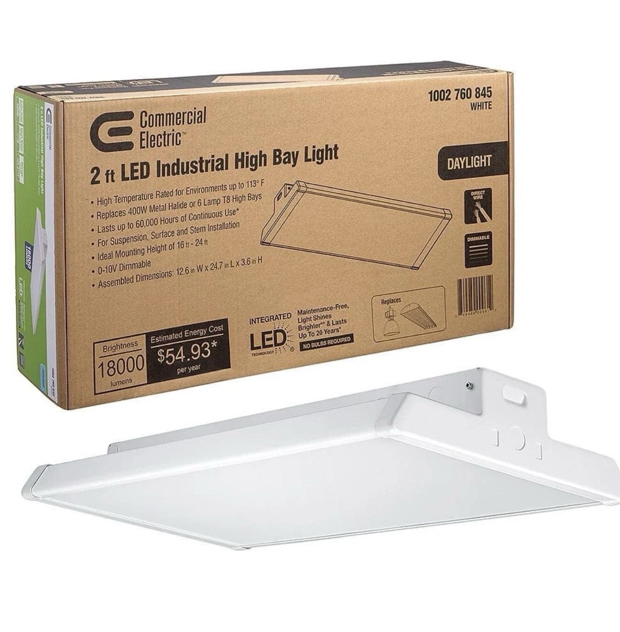 Commercial Electric 1-Pack 2 ft. 18000 Lumens Integrated LED High Bay Light
