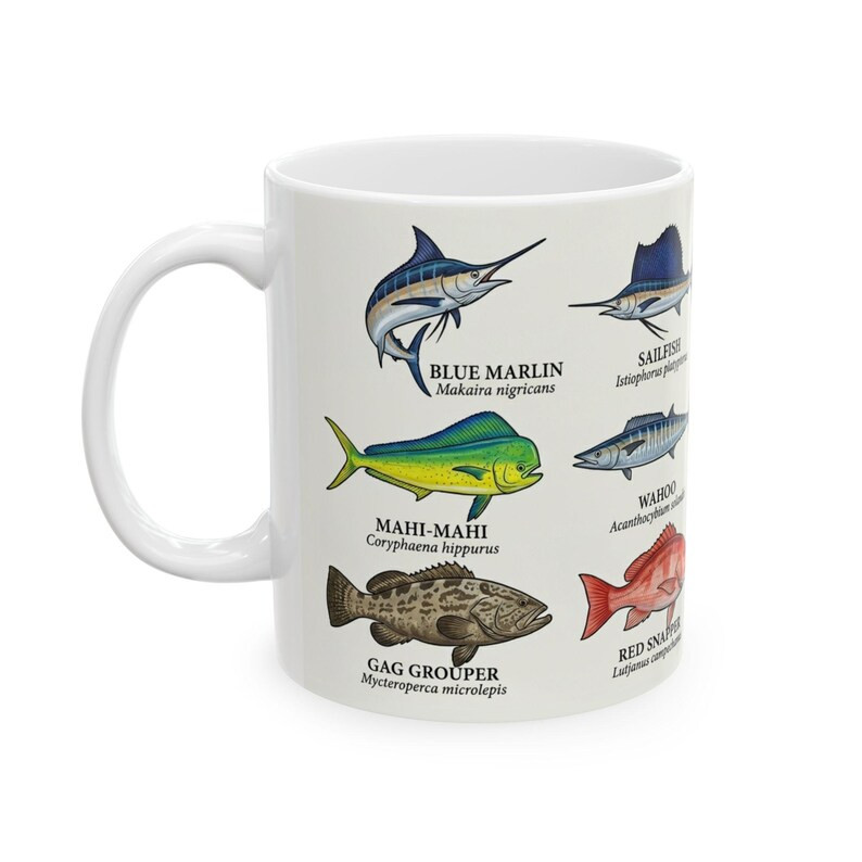 Deep Sea Fish Coffee Mug Saltwater Fishing Offshore Sportfish Ceramic Tea Cup Deep Sea Fish Coffee Mug Saltwater Fishing Offshore Sportfish Ceramic Tea Cup