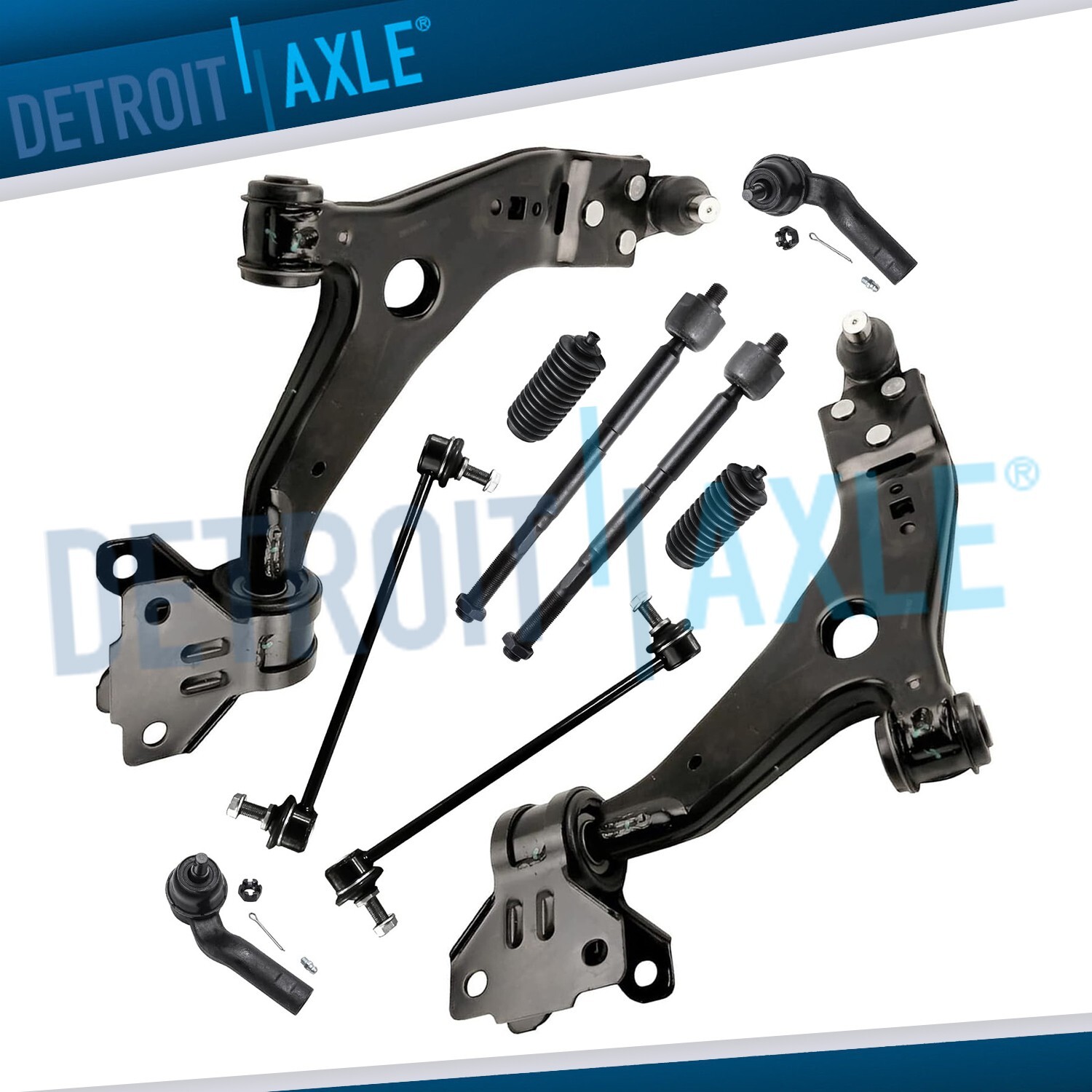 10pc Front Lower Control Arms Sway Bar Links Tie Rods for Focus Transit Connect