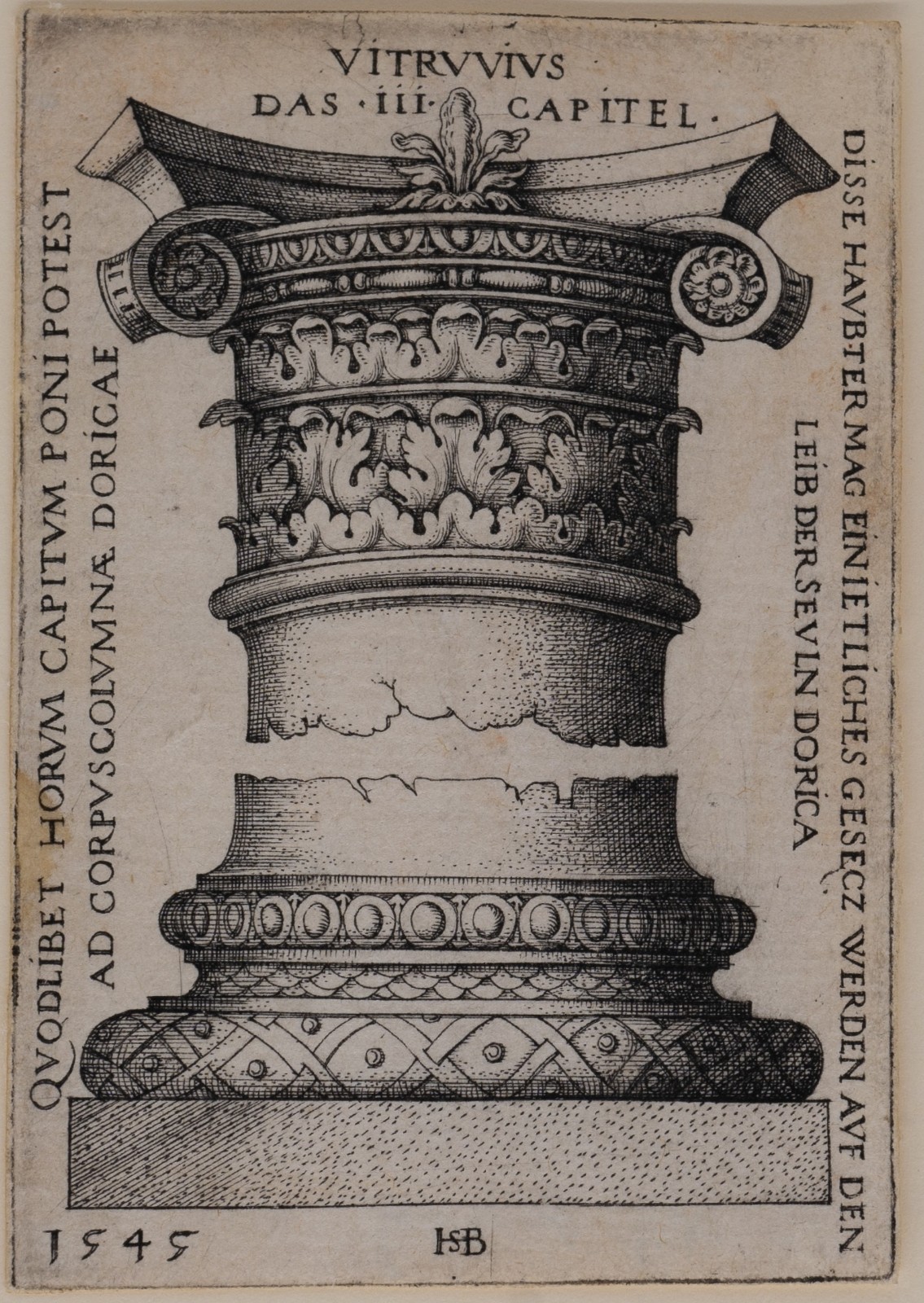 Hans Sebald Beham. CAPITAL AND BASE OF A COLUMN 1545
