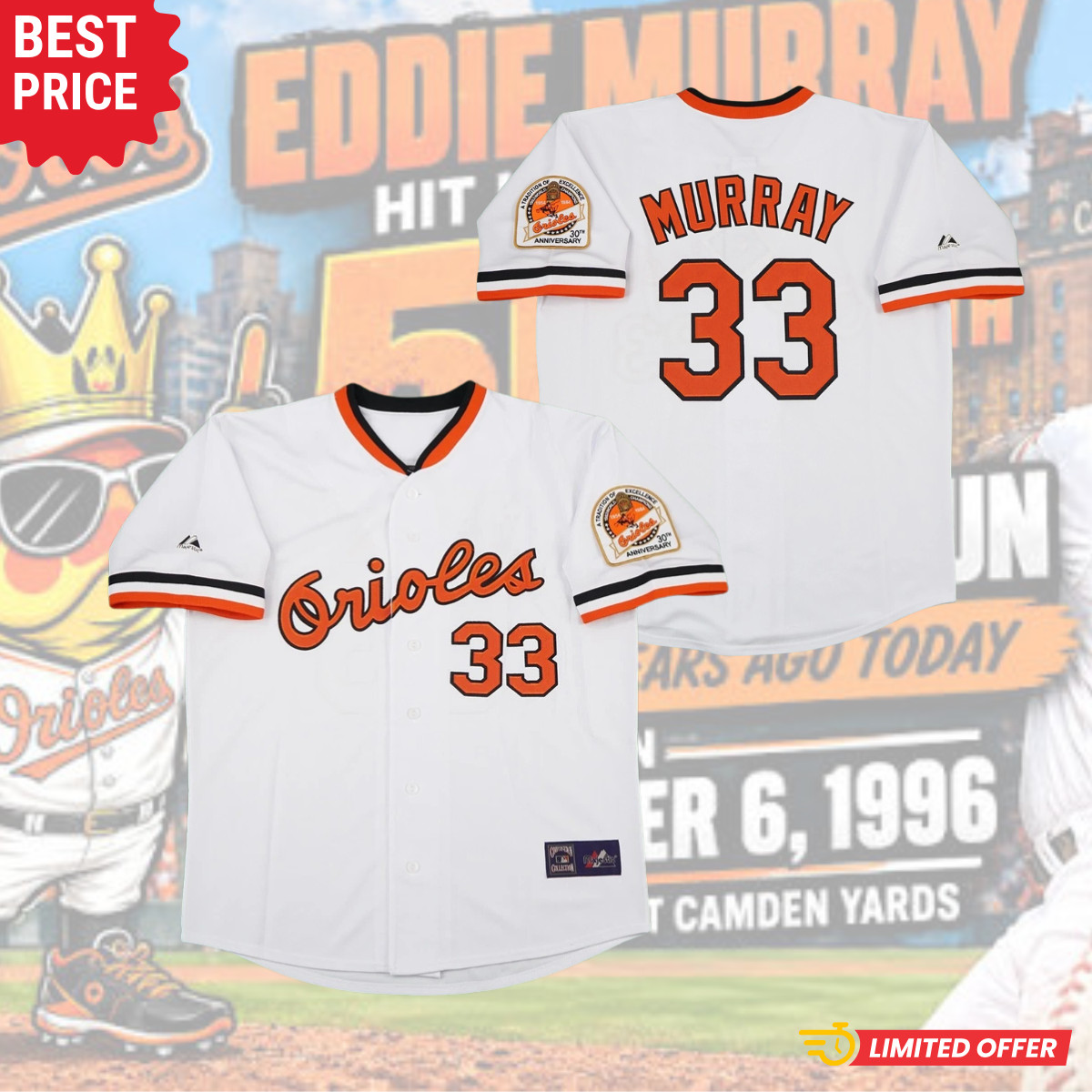 HOT SALE Eddie Murray 1984 Orioles Cooperstown 30th Anniversary 3D Printed Jerse HOT SALE Eddie Murray 1984 Orioles Cooperstown 30th Anniversary 3D Printed Jerse