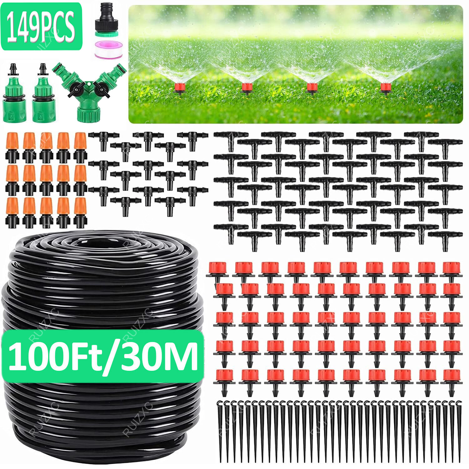 149PC Drip Irrigation System Garden Plant Self Watering Micro Hose Sprinkler Kit