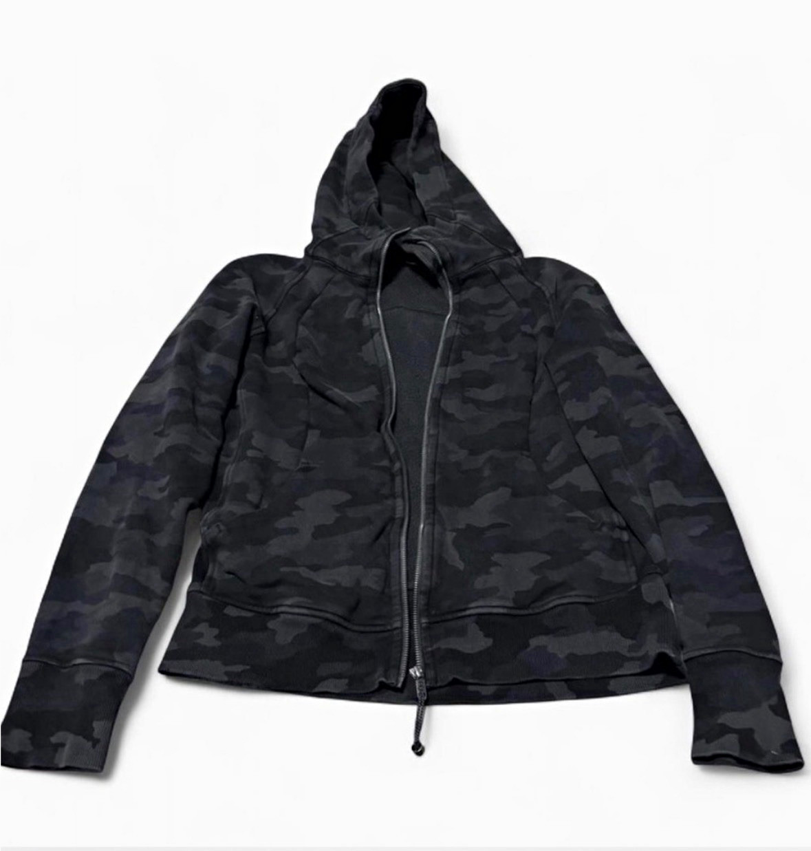 lululemon Scuba Full Zip Hooded Fleece Hoodie Pockets Black Gray Camo 4