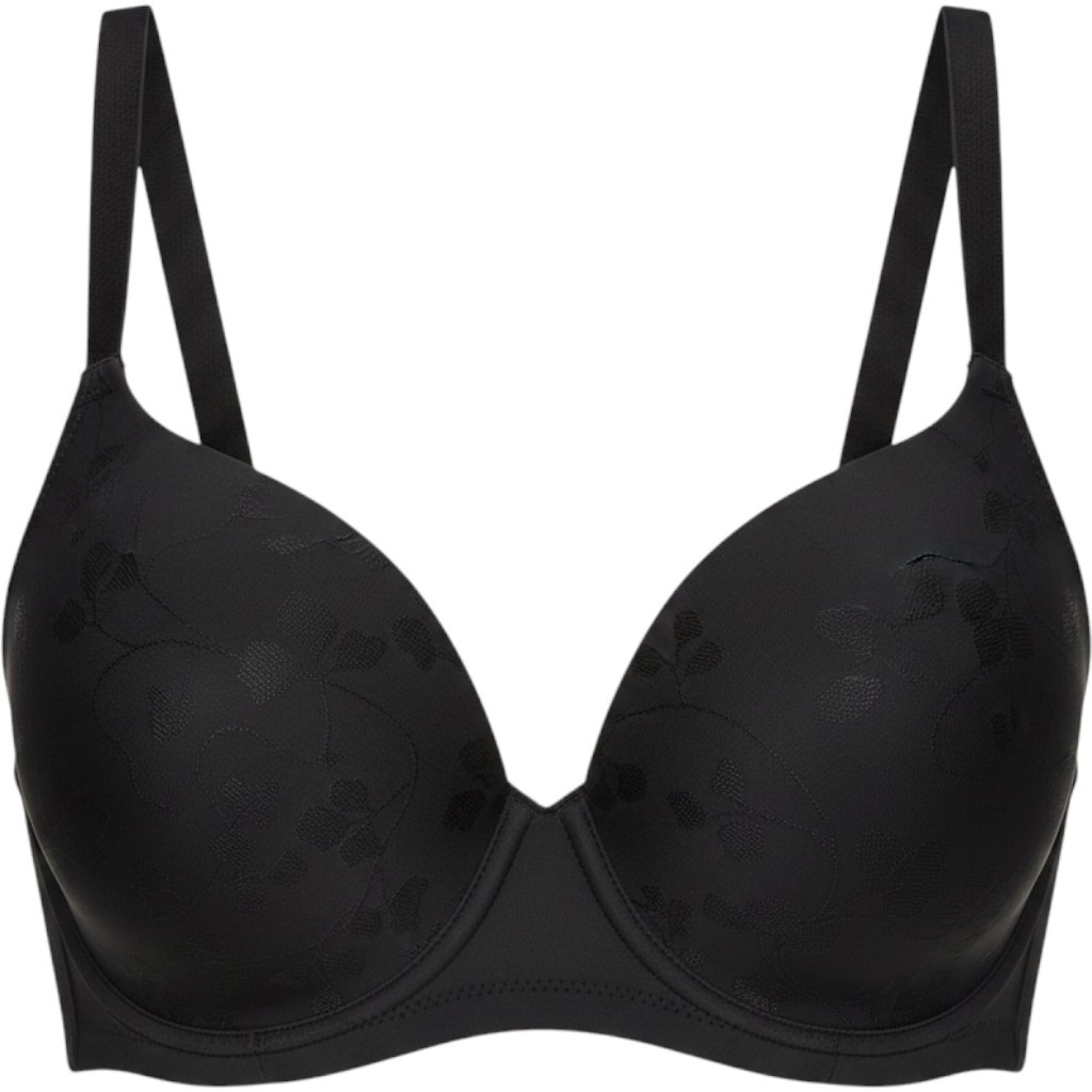 Bali Comfort Flex Fit Black Floral Jacquard Seamless Bra DF3643 Womens Small