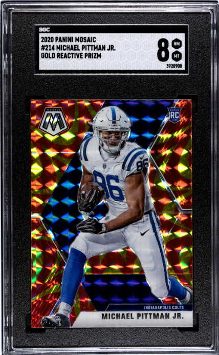 2020 Panini Mosaic #214 Michael Pittman Jr. Prizm Orange & Blue SGC 8