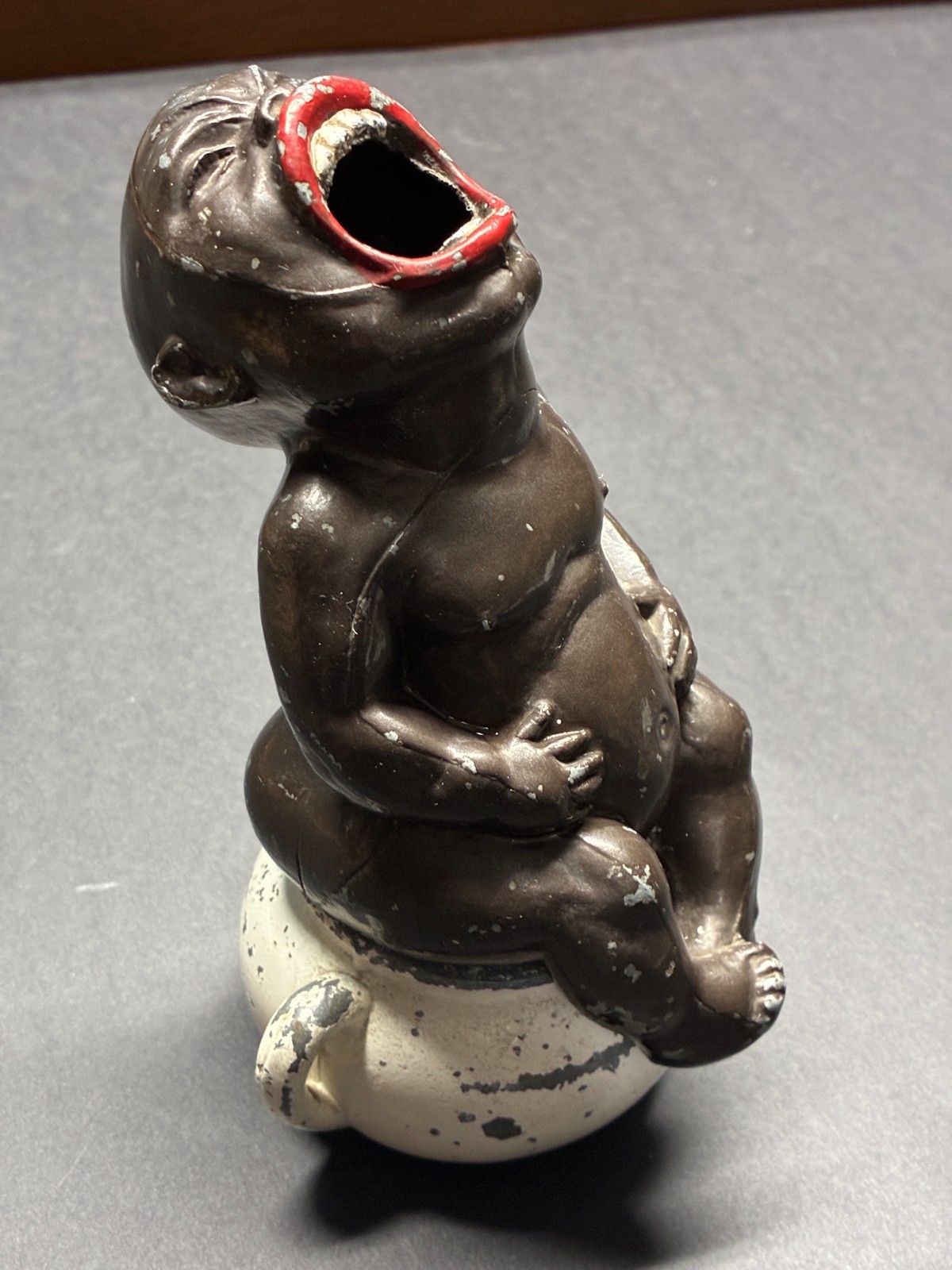 Antique National Products Inc Chicago Black Americana Cry Baby Pot Metal Ashtray
