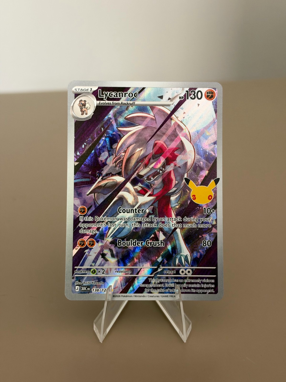 Lycanroc 138/128 IR Midnight | Pokemon ME 30th Celebration 30C | NM Lycanroc 138/128 IR Midnight | Pokemon ME 30th Celebration 30C | NM