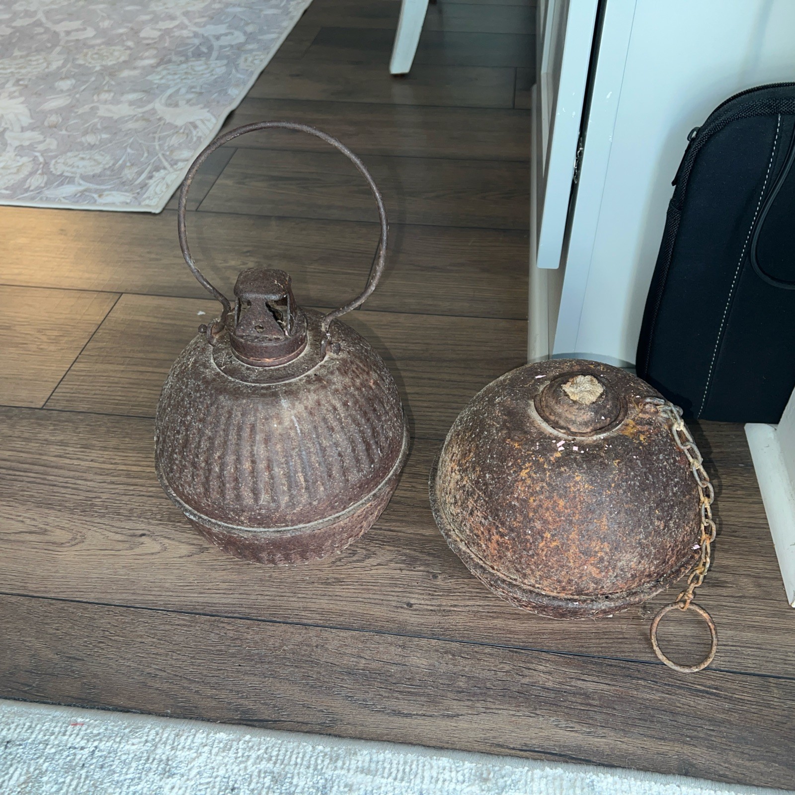 1 Vintage Storm King Smudge Pot/ Road Flare & 1 Toledo Pot. Heavily Weathered 1 Vintage Storm King Smudge Pot/ Road Flare & 1 Toledo Pot. Heavily Weathered