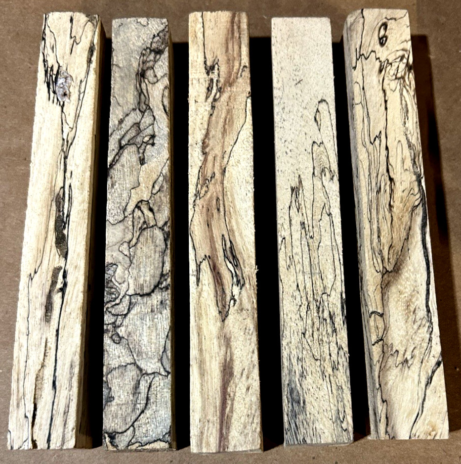 PACKAGE OF 5 EXOTIC SPALTED TAMARIND PEN BLANKS LUMBER WOOD 3/4\