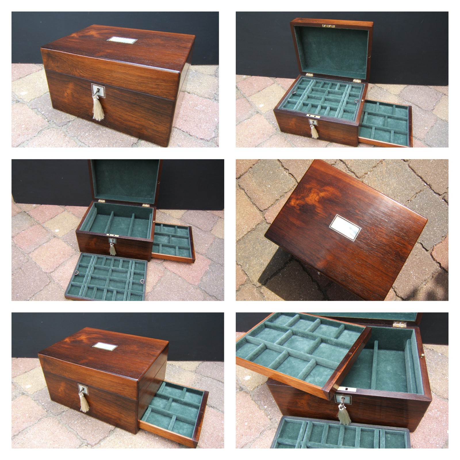 19c ANTIQUE JEWELLERY BOX  VANITY BOX -RING- NECKLACE-WATCH, BROOCH- BRACELET