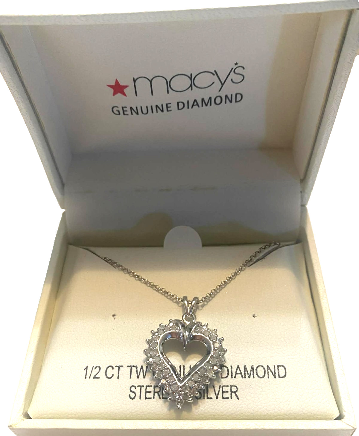 Vintage 1/2 CT TW Genuine Diamond Sterling Silver Heart Shape Pendant.