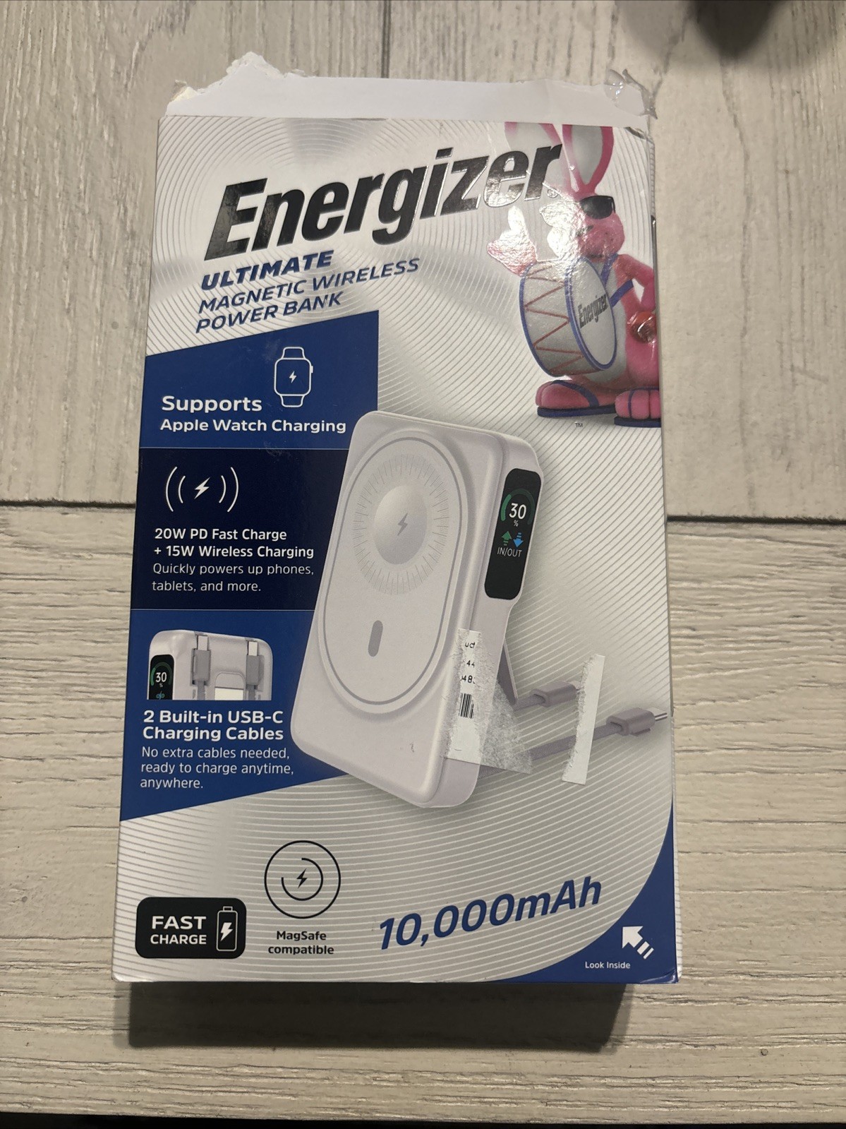 Energizer - 10,000mAh 22.5W Magnetic Wireless Qi/Qi2.0/MagSafe PowerBank - White