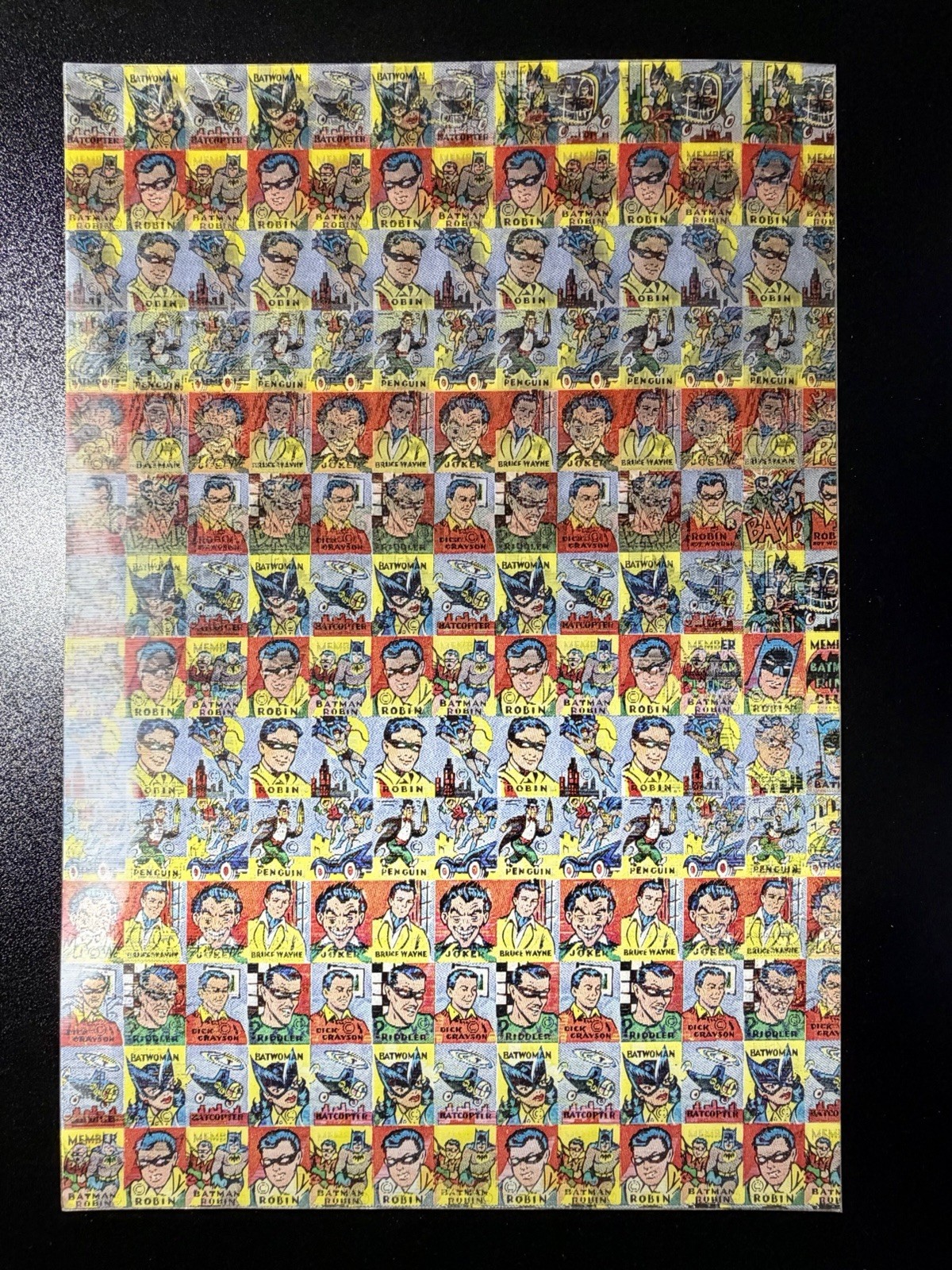 Vintage 1966 Vari-Vue Batman Flicker Ring Uncut Paper Backer Sheet Rare 99 Count