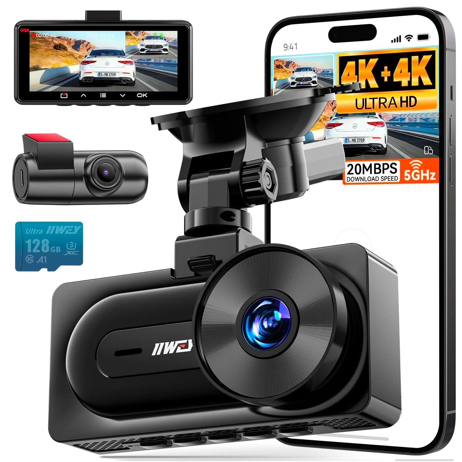 4K+4K Dash Cam Front + Rear, Dual STARVIS Sensor, 5G WiFi, Brand New (sealed)