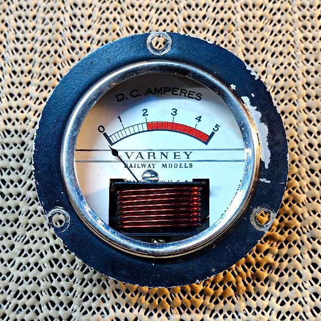 Vintage Varney Railway Models D.C. Amperes Panel Meter Gauge (0-5 Amps)