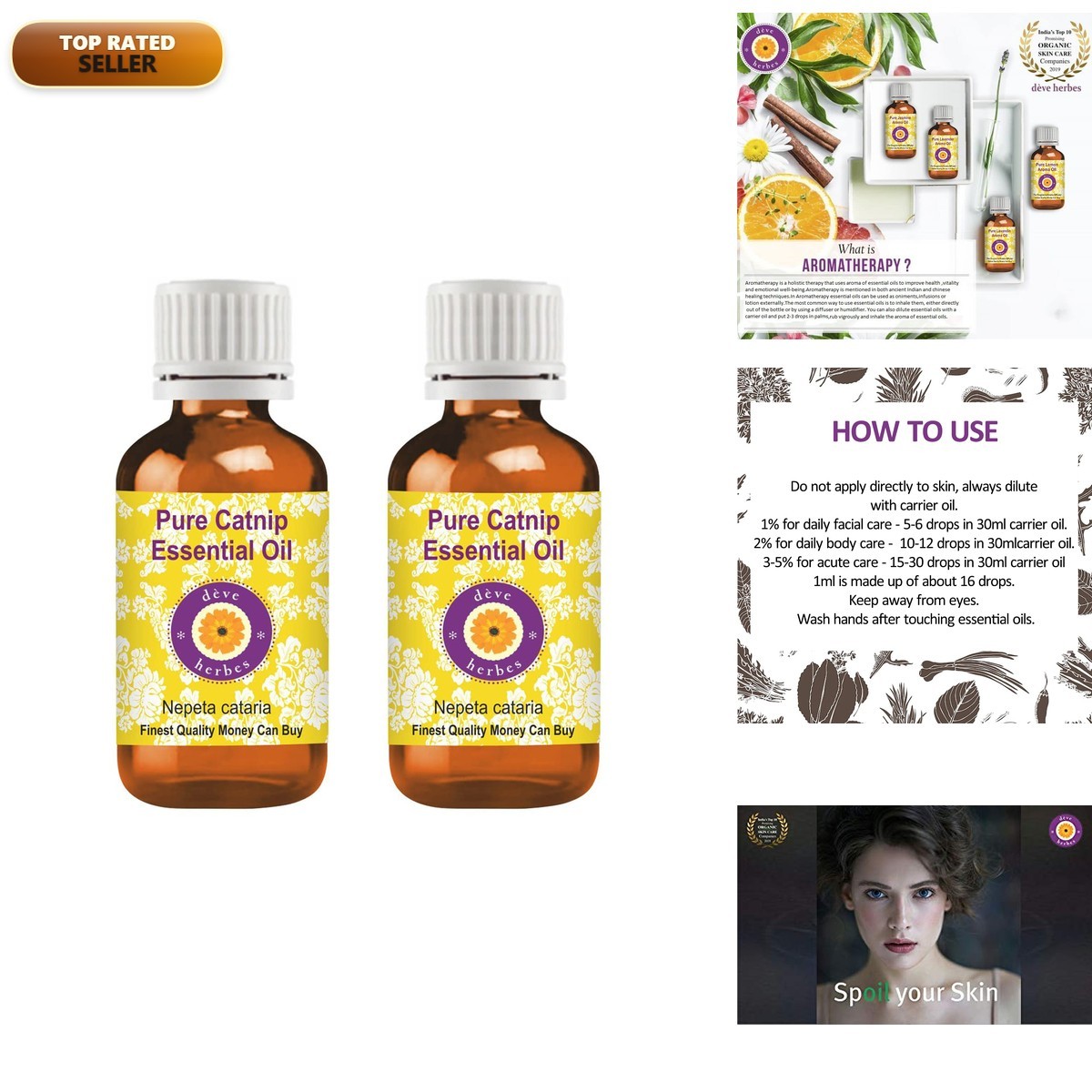 Dève Herbes Catnip Essential Oil (nepeta Cataria) Pure Non-Sticky Non-Greasy
