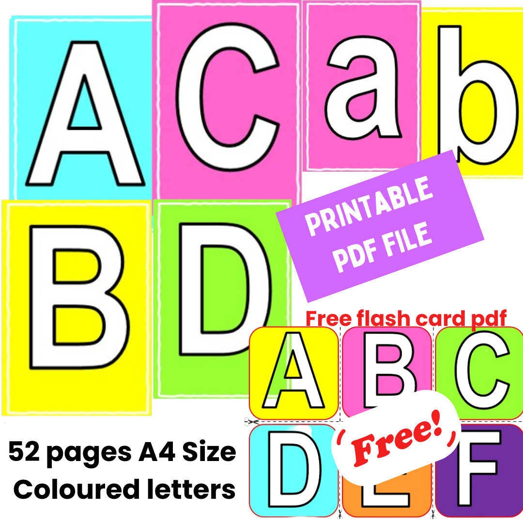 Printable alphabet A-Z Large letters 52 set for preschool learning kids A4 pdf