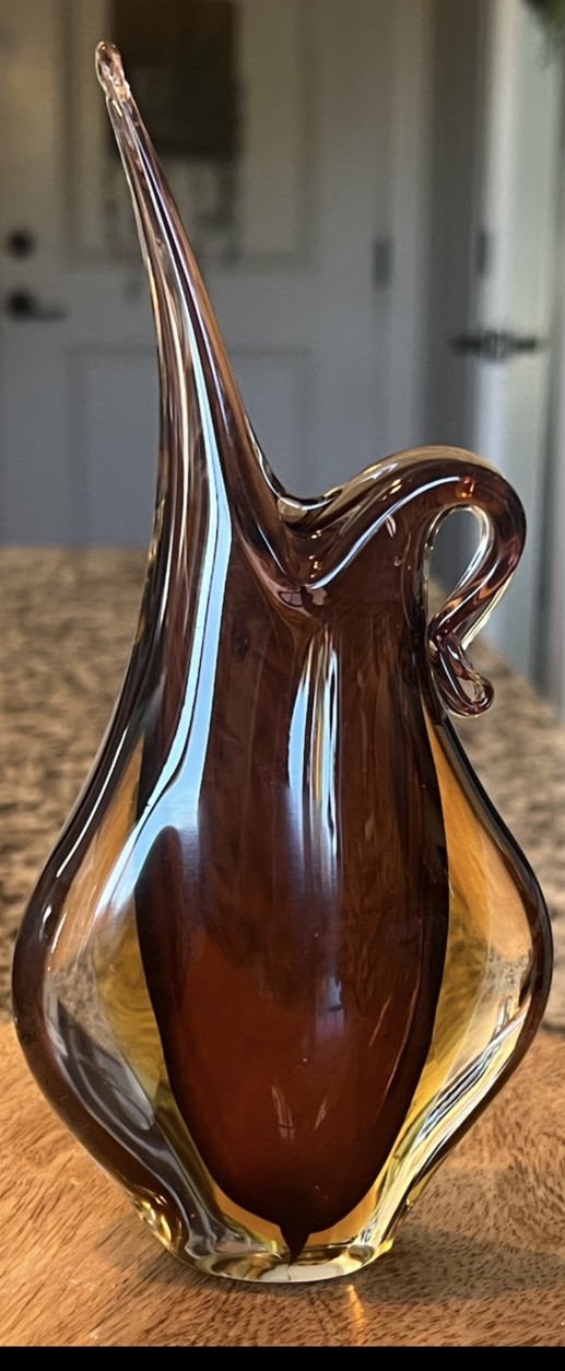 Vintage Murano Sommerso Art Glass Ewer Vase – Mid-Century Modern Flavio Poli Sty