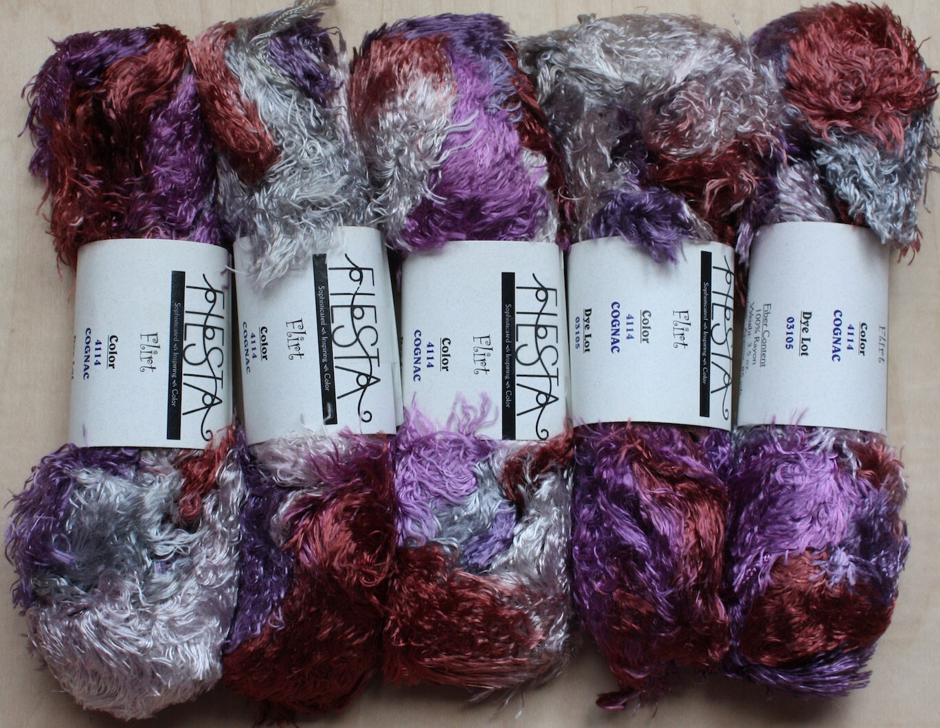 Fiesta Flirt Yarn 5 Skeins New Cognac 4114 Lot 03105