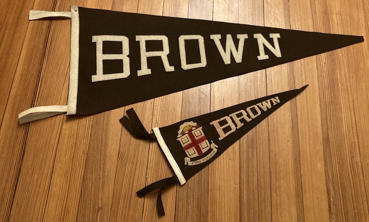 Vtg 40s/50s Large BROWN UNIVERSITY Bears Wool Pennant Stitched Letter Ivy League