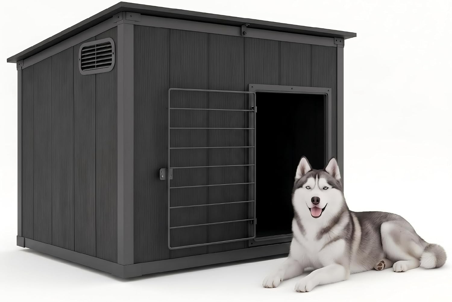 Domi Outdoor&Indoor Large Dog House w/Lock Door&Removable Roof,Weatherproof