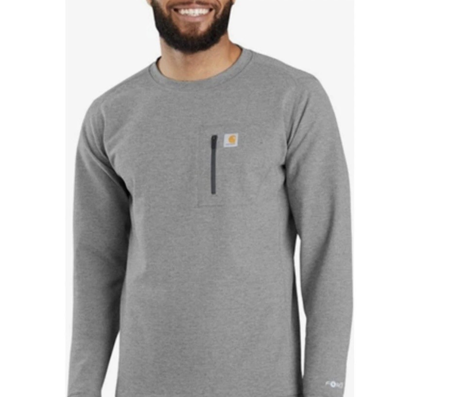 Carhartt Men Mbl110 Force Heavyweight Heathered Knit Base Layer Crewneck Pocket Carhartt Men Mbl110 Force Heavyweight Heathered Knit Base Layer Crewneck Pocket