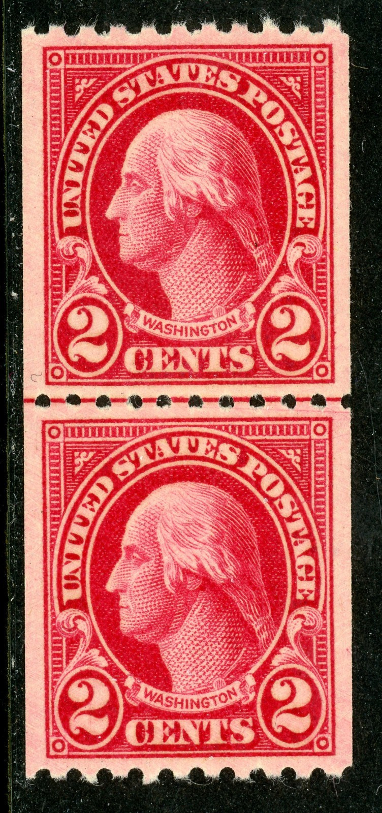 USA 1923 Washington 2¢ Carmine Perf 10 Horz Line Pair Scott #606 MNH C94
