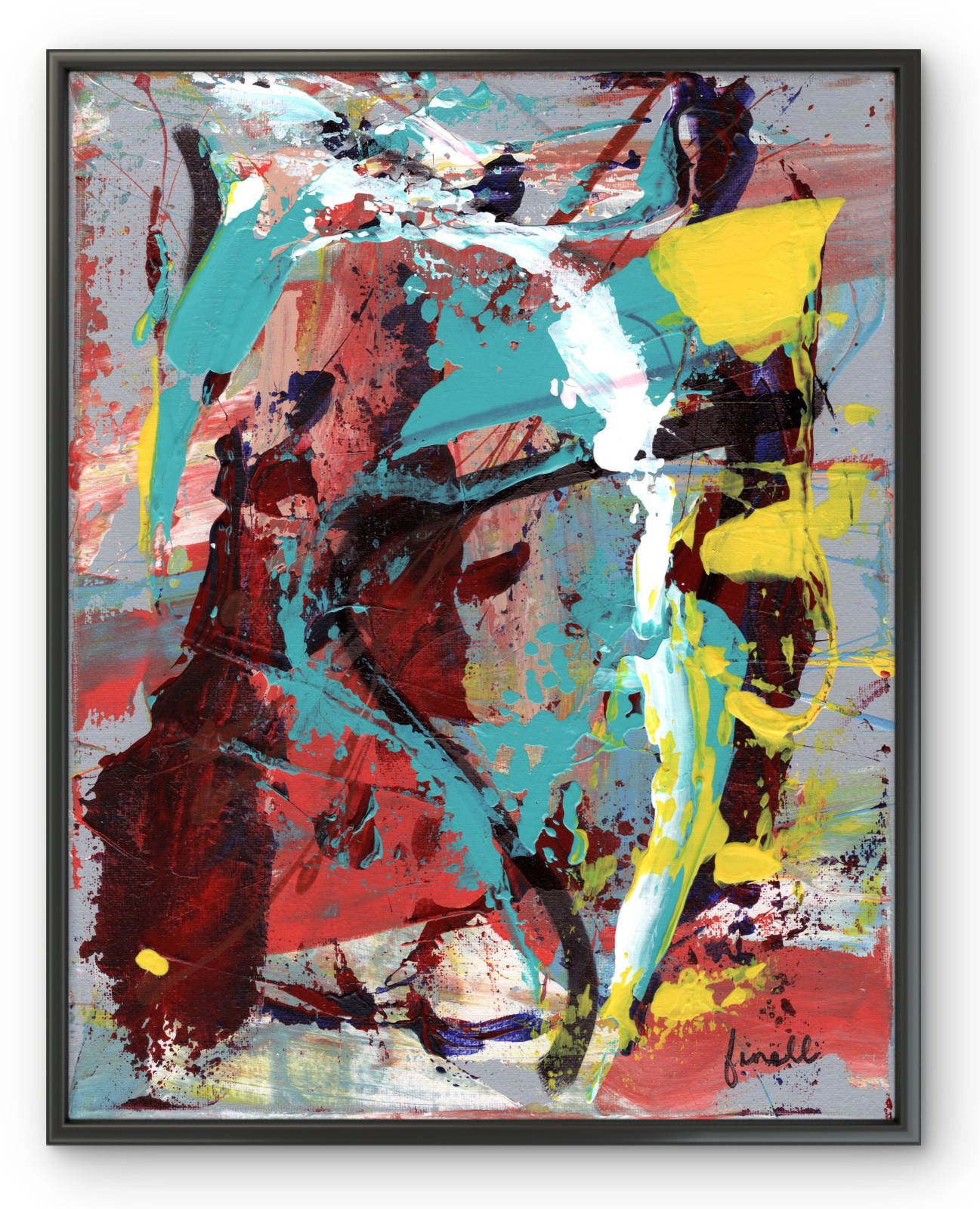Finelli Original Abstract Expression Acrylic Modern Bold Art 11x14 COA G25A